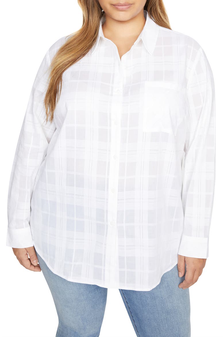 Keepers Boyfriend Button-Up Shirt, Alternate, color, WHITE JASMINE PLAID