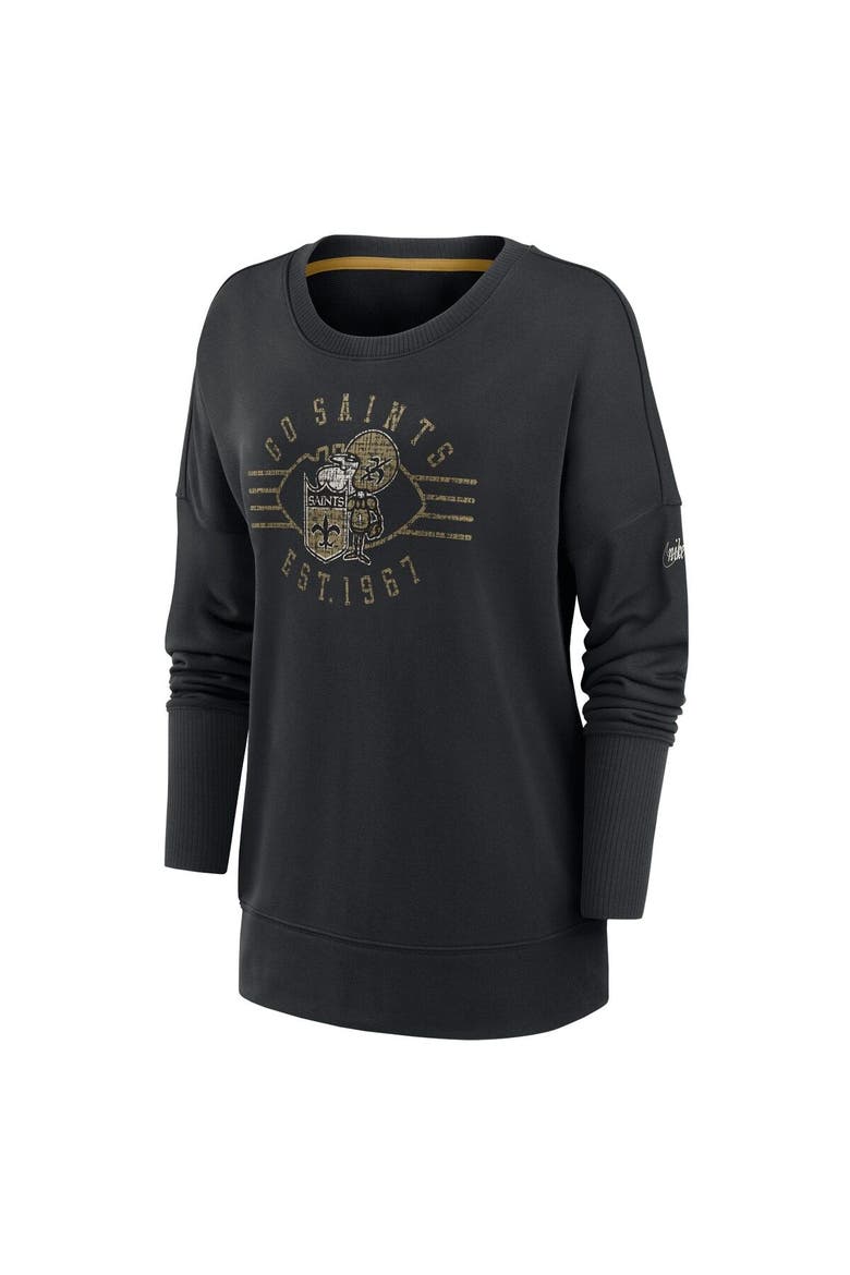 Women's Nike Black New Orleans Saints Rewind Playback Icon Performance Pullover Sweatshirt, Alternate, color, Black