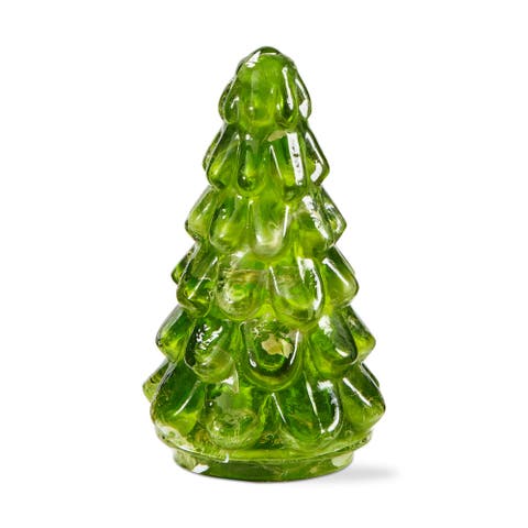 Vintage Green Glass Holiday Tree Sculpture for Christmas
