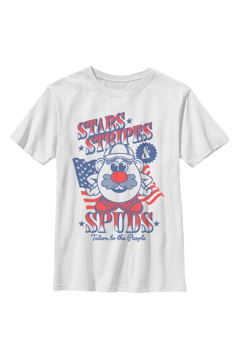 Boy's Mr. Potato Head Stars Stripes and Spuds  Graphic T-Shirt, Main, color, White