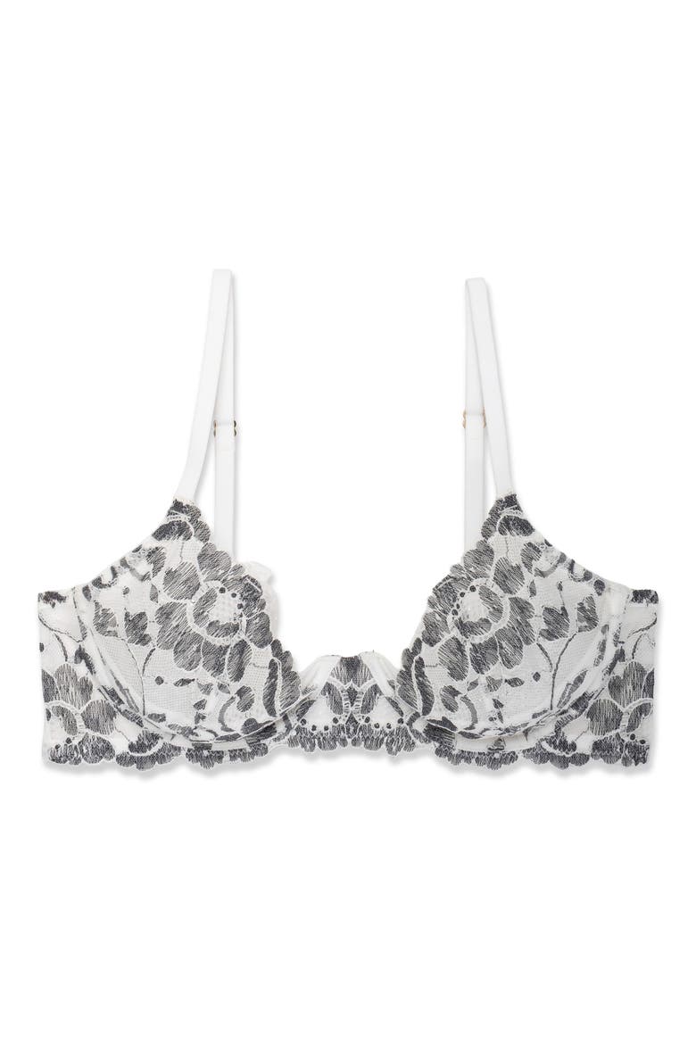 Peony Unlined Lace Underwire Bra, Alternate, color, WARM WHITE/ BLACK