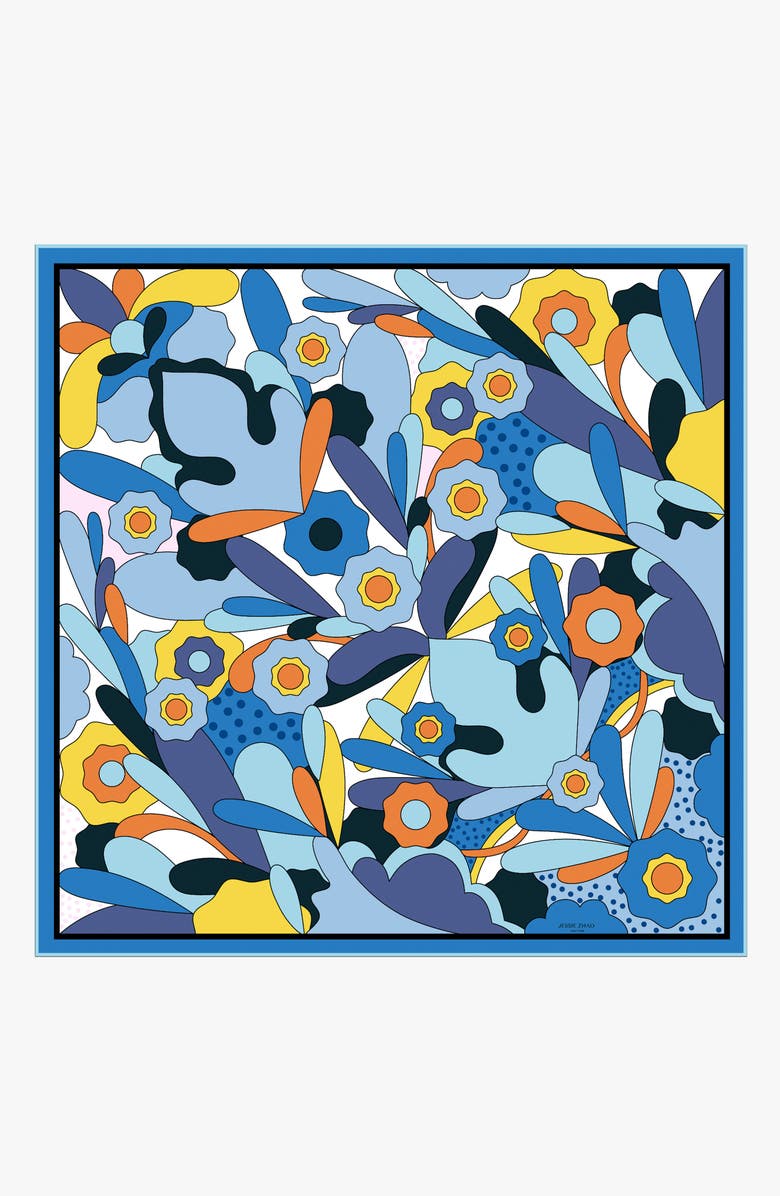Jessie Zhao New York Silk Scarf Of Ocean Imagination, Main, color, Blue