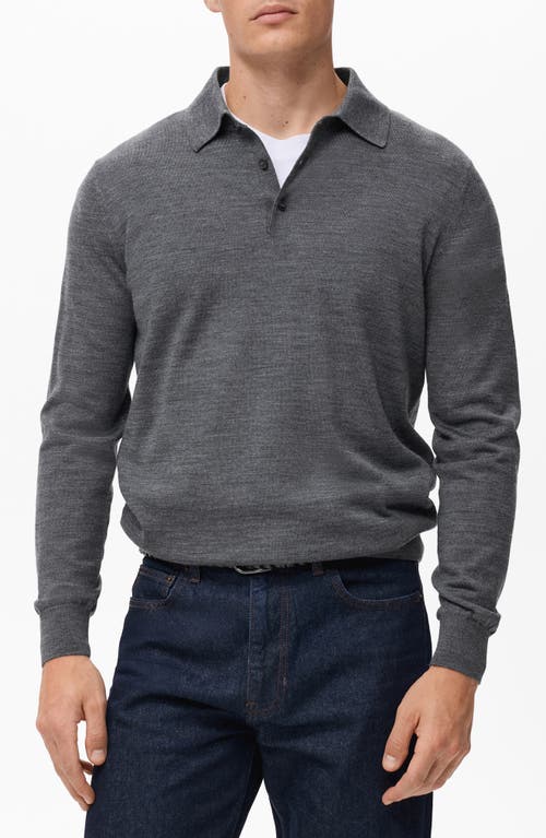 Mango Wool Sweater Polo In Gray