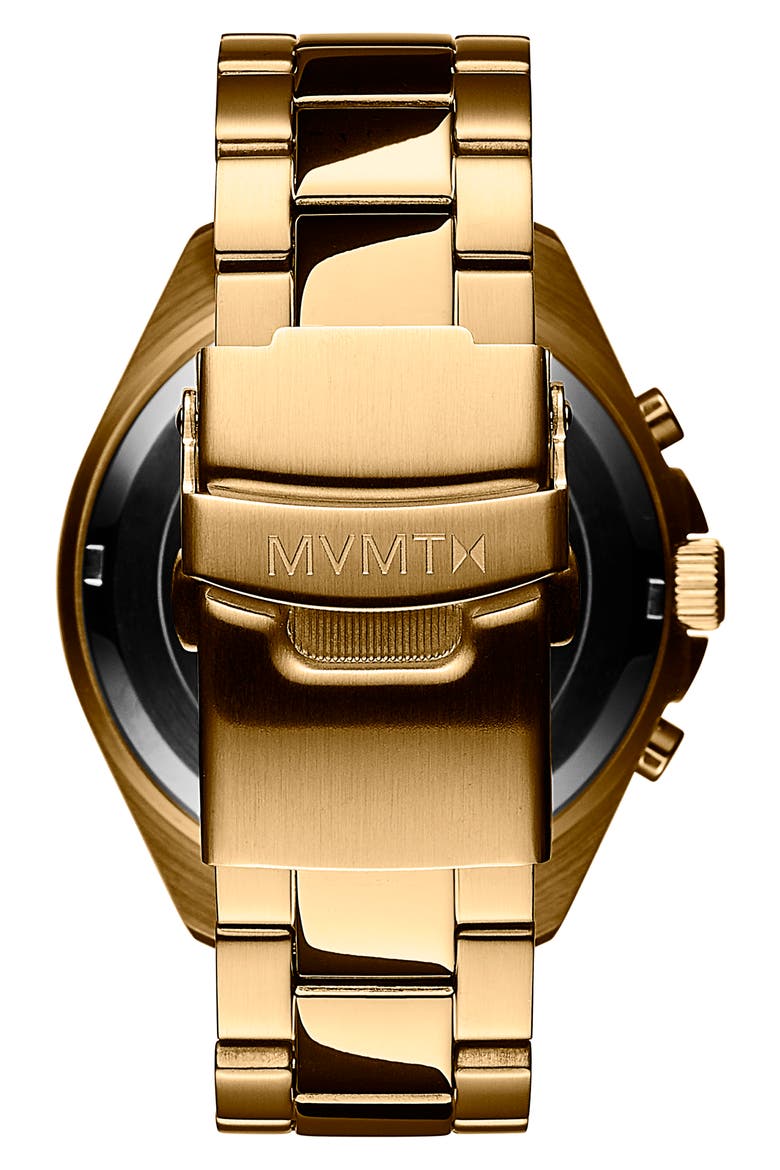 MVMT Getaway Chronograph Bracelet Watch, 38mm, Alternate, color, YELLOW GOLD