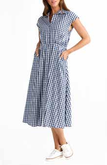 Musings Gingham Midi Shirtdress