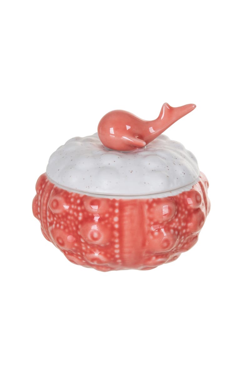 Coral & Bisque Urchin Whale Treasure Box, Main, color, Red