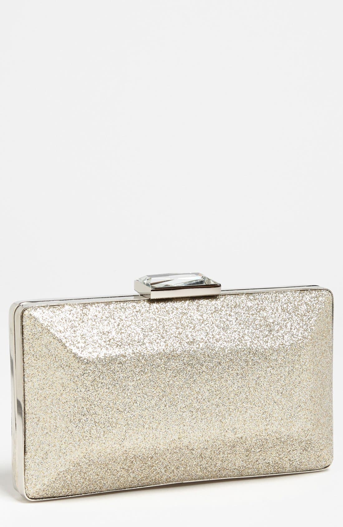 Expressions NYC Glitter Box Clutch, Main, color, 