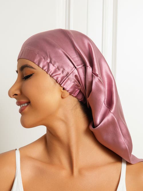 Silksilky Pure Silk Elasticated Bonnet In Pink