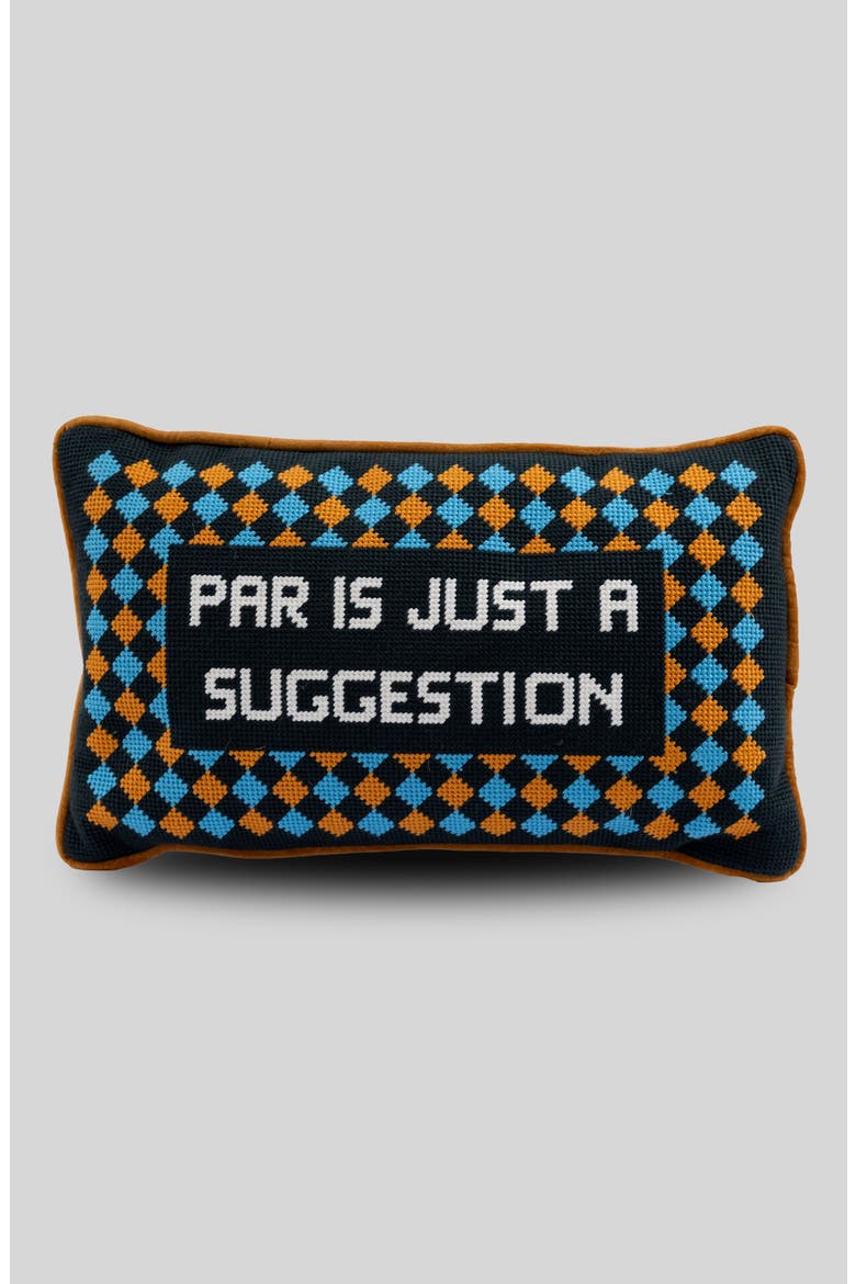 Par Is A Suggestion Needlepoint Pillow, Main, color, Par Is A Suggestion