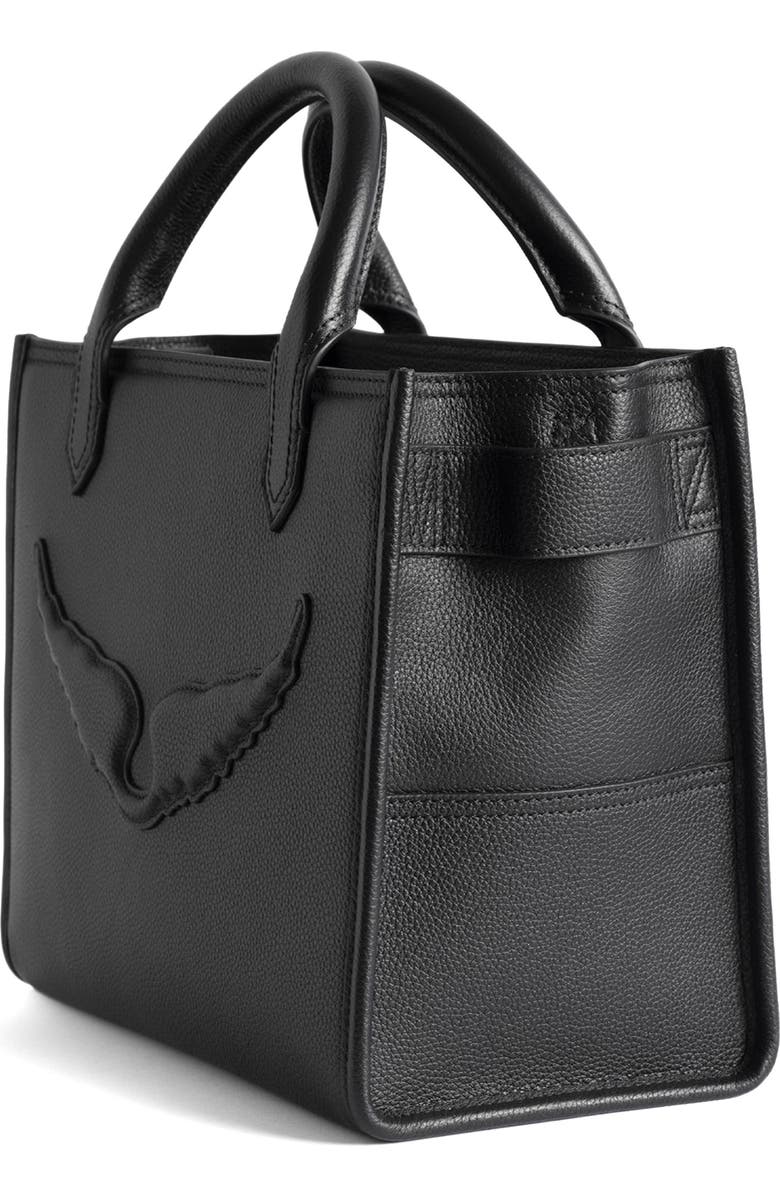 Zadig & Voltaire Angel Extra Small Leather Tote, Alternate, color, Black