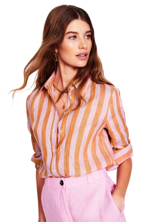 BODEN BODEN SIENNA STRIPE LINEN BUTTON-UP SHIRT
