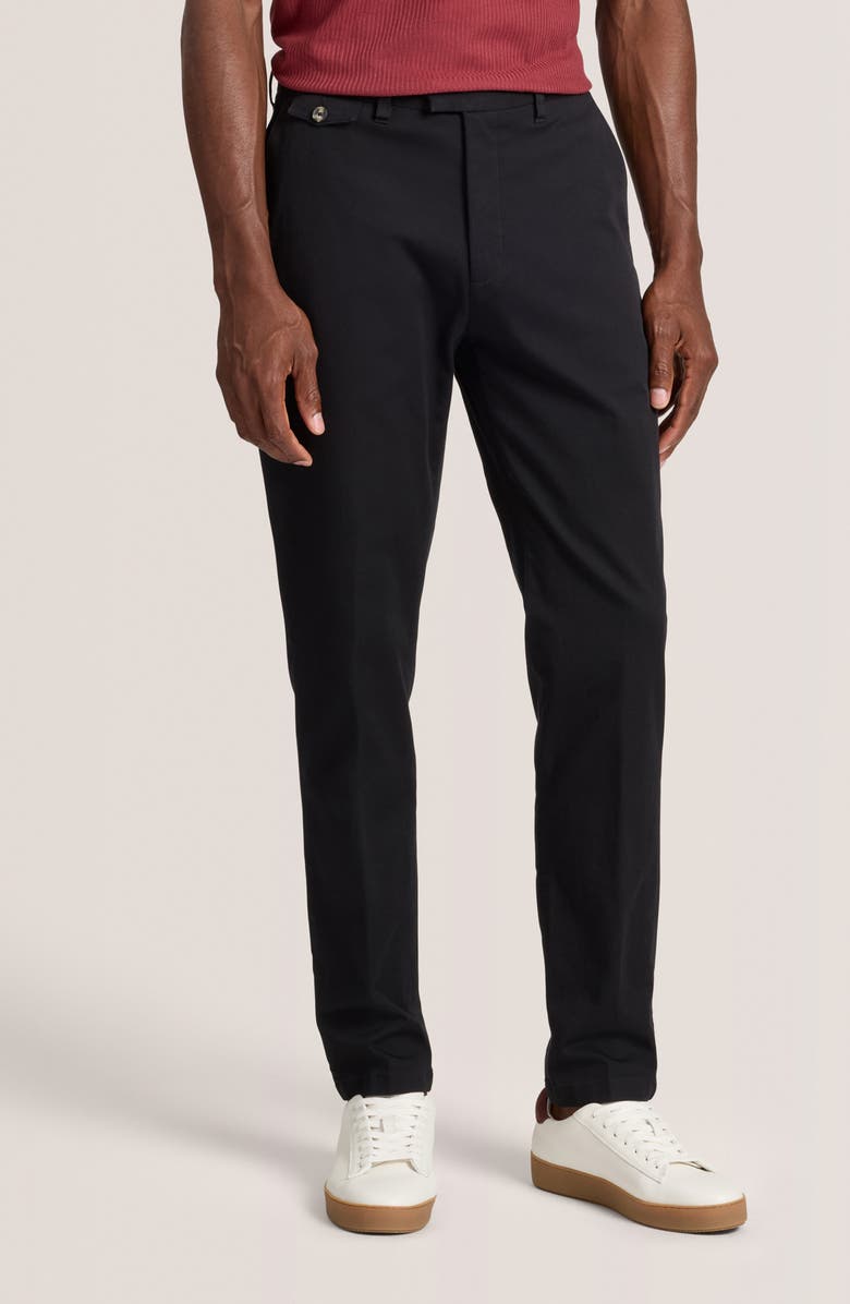 Ted Baker Heavy Stretch Cotton Twill Chino Pants, Main, color, Black Beauty