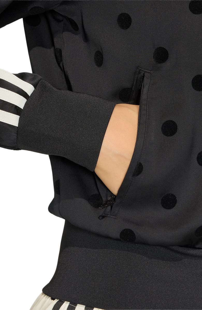adidas Originals Firebird Polka Dot Satin Track Jacket, Alternate, color, Black