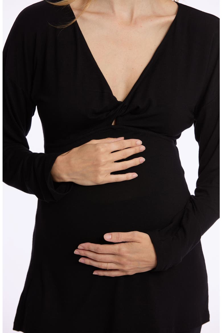 Louna Maternity and Nursing Long Sleeve T-Shirt, Alternate, color, BLACK