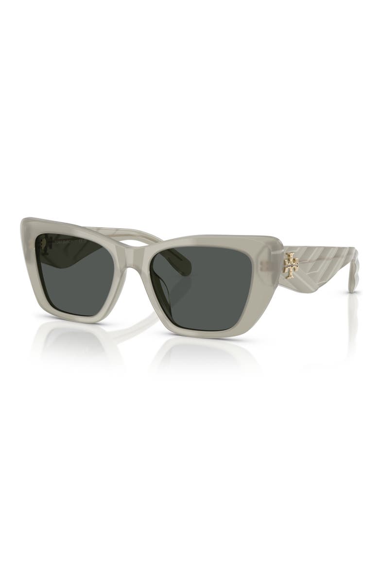 52mm Cat Eye Sunglasses, Alternate, color, MILKY GREY GREEN / DARK GREY