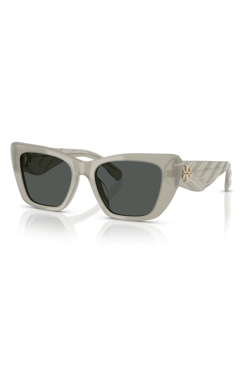 Tory Burch 52mm Cat Eye Sunglasses, Alternate, color, Milky Grey Green / Dark Grey