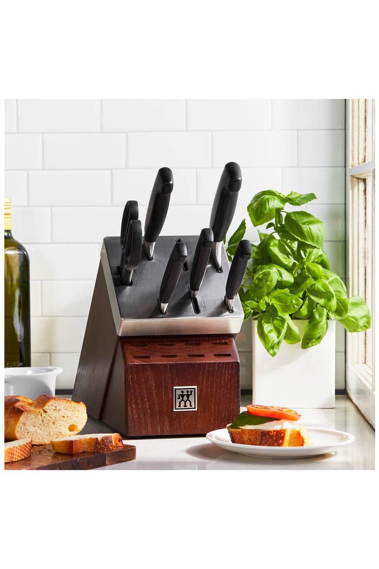 J.A. HENCKELS Four Star Self-Sharpening Knife Block & Knife Set, Alternate, color, STAINLESS STEEL