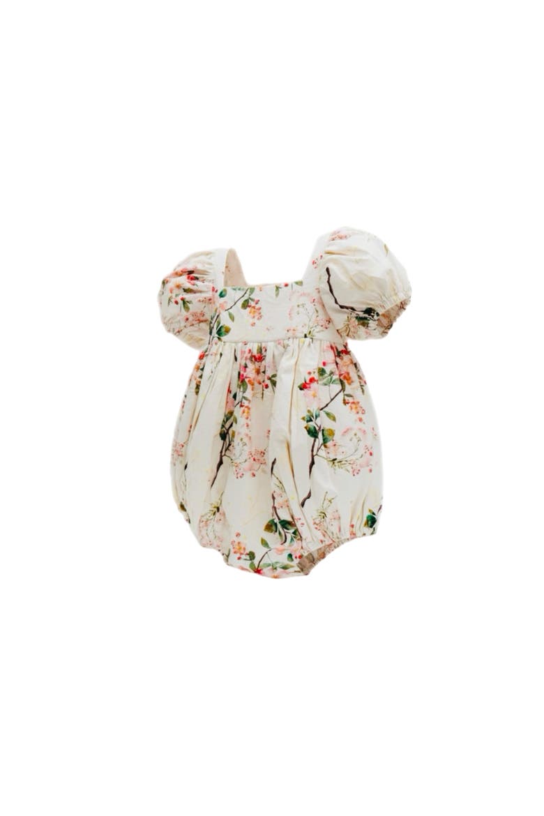 Elodie Bubble Puff Sleeves Ivory Botanical, Main, color, 9M