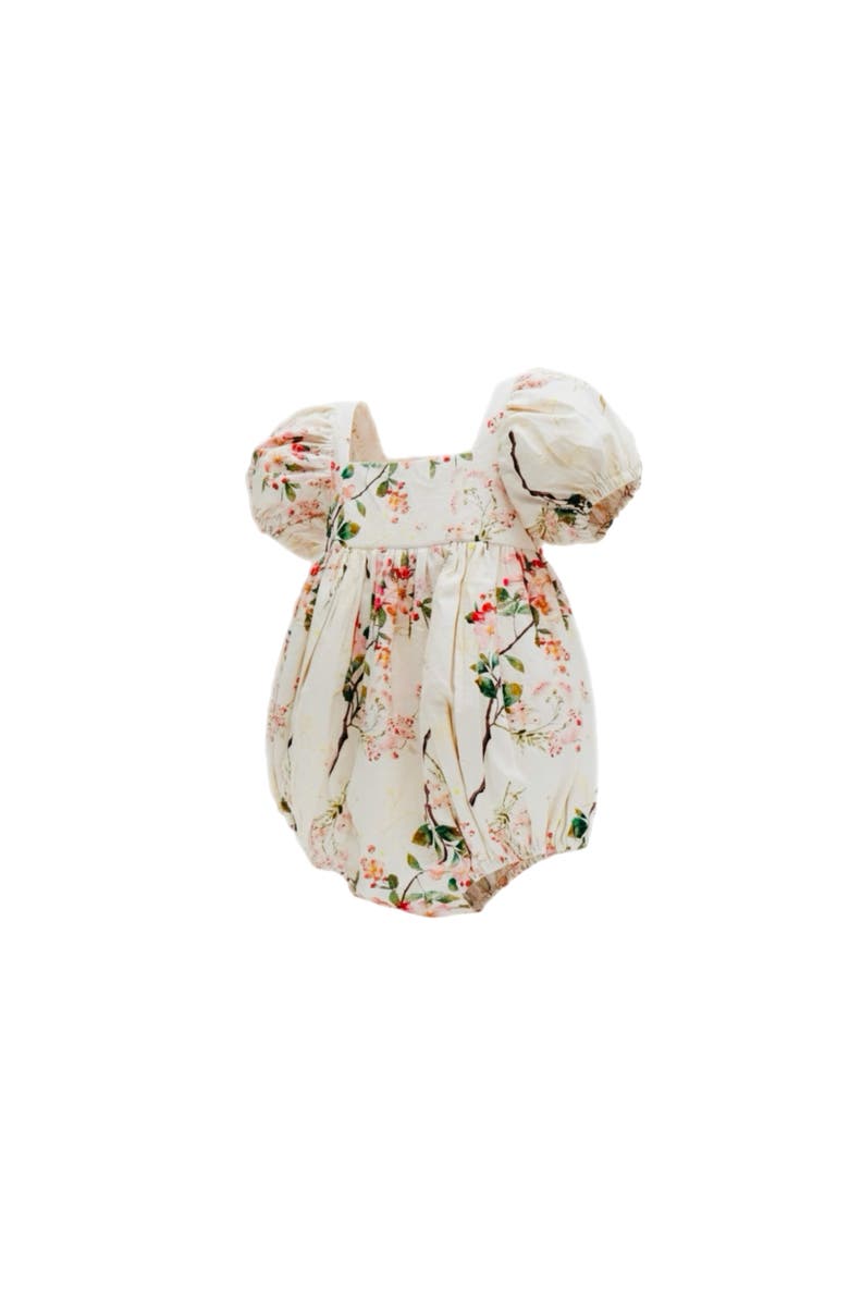 Piper&Cloth Elodie Bubble Puff Sleeves Ivory Botanical, Main, color, 18M