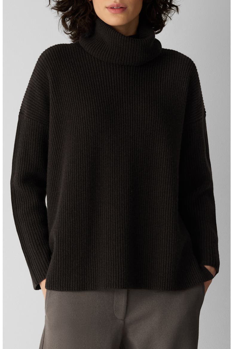 Rib Turtleneck Sweater, Main, color, COFFEE