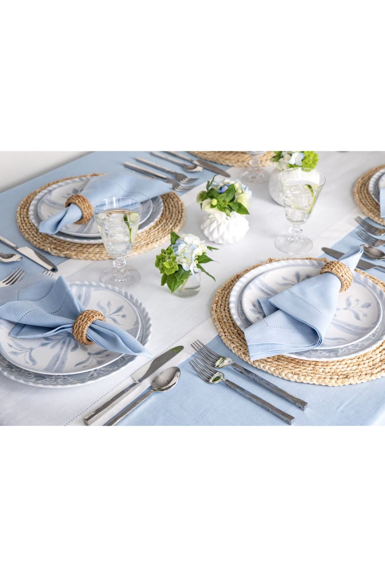 Linen Table Runner - Classic Hemstitch, Alternate, color, White