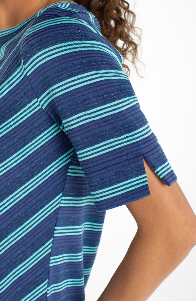Liverpool Los Angeles Stripe Boat Neck Top, Alternate, color, Navy/ Teal St