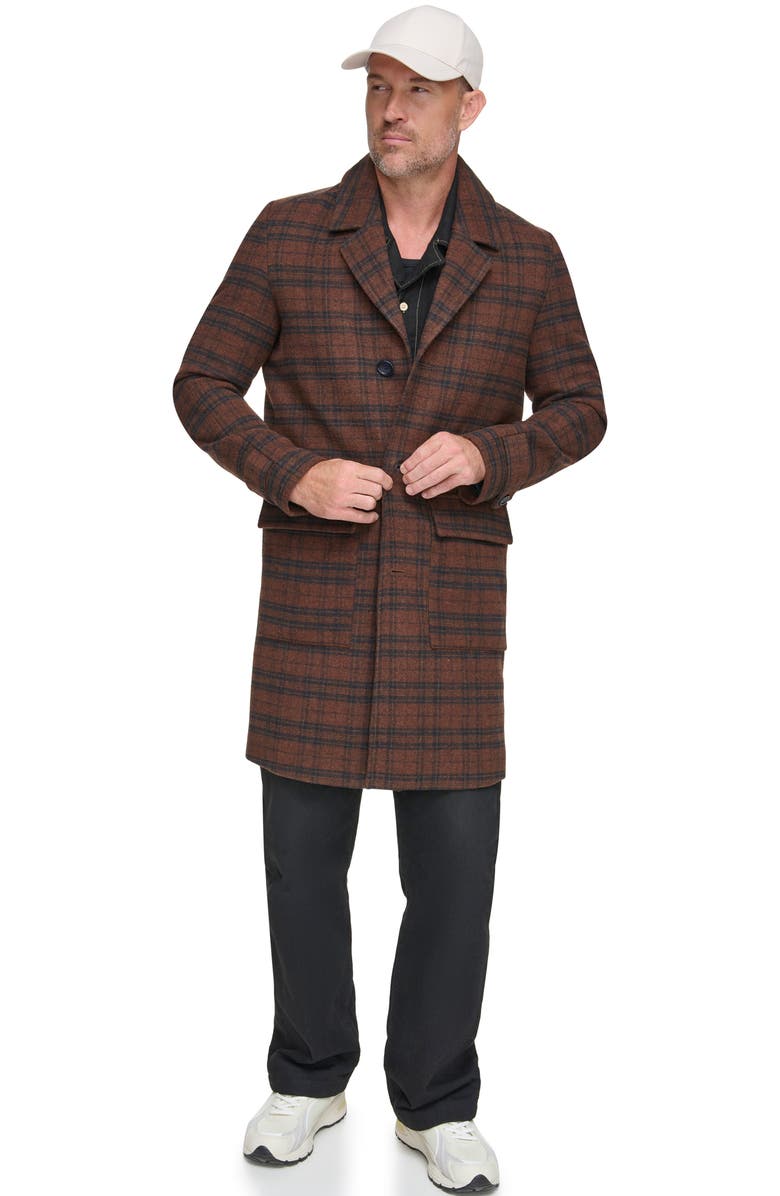 Andrew Marc Bexar Plaid Wool Blend Overcoat, Alternate, color, 