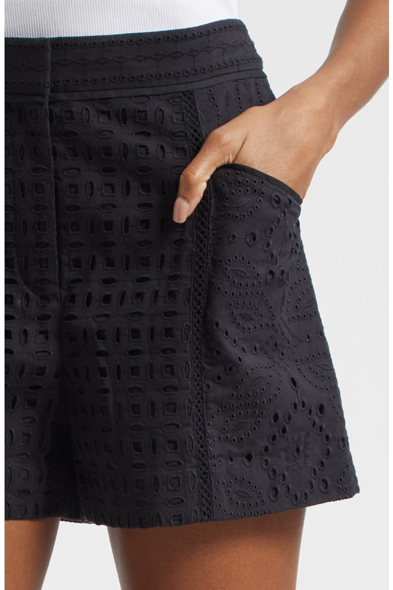 Fabian Cotton Eyelet Shorts, Alternate, color, BLACK