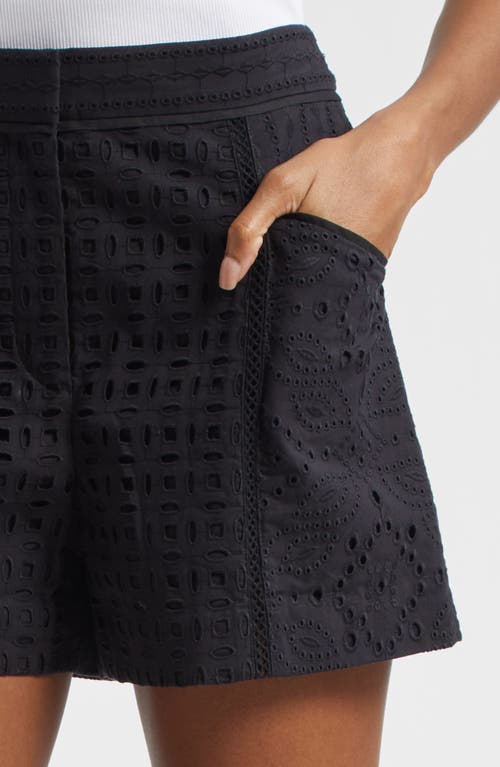 Veronica Beard Fabian Cotton Eyelet Shorts In Black
