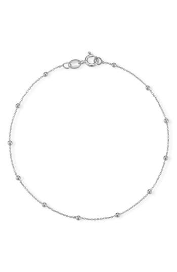 Glaze Jewelry 2mm Ball Station Anklet In Silver - 9 Inch