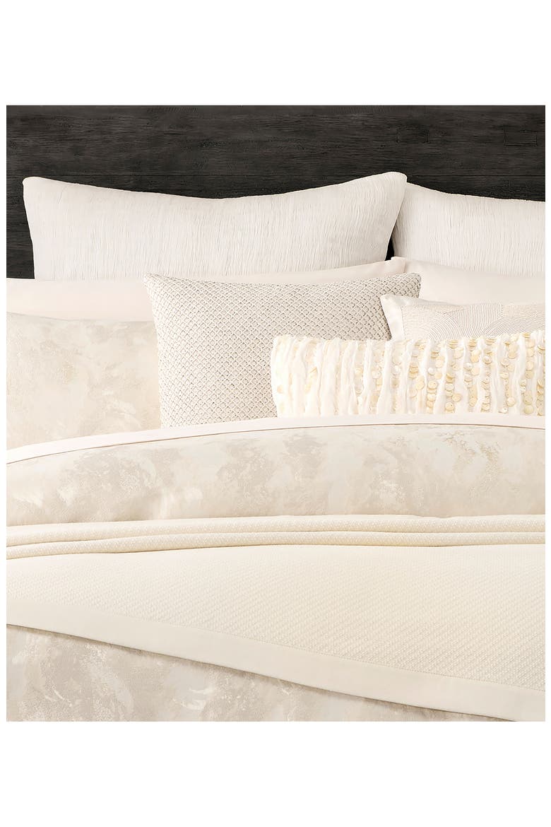 Beaded Netting Cotton & Linen Accent Pillow, Alternate, color, IVORY
