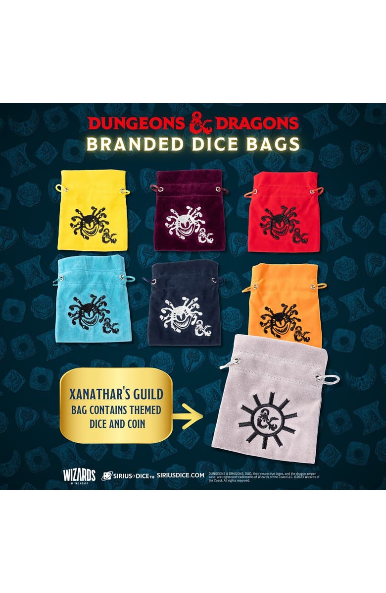 Dungeons & Dragons Xanathar'S Treasure Pack 7Pc Dice,Metal Coin & Bag,Rpg, Alternate, color, Multicolored
