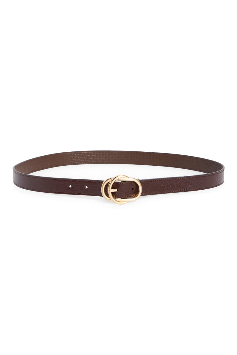 Leather Double Ring Belt, Main, color, BROWN