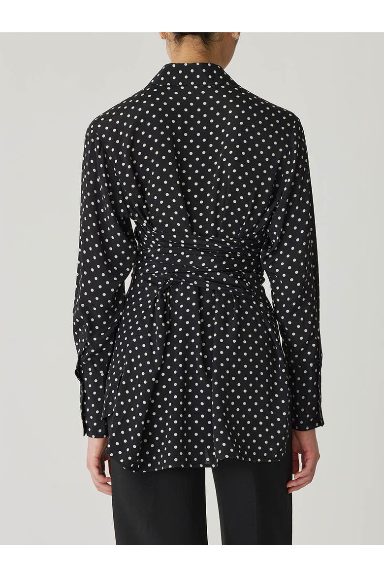 Polka Dot Silky Wrap Shirt, Alternate, color, BLACK DOT COMBO