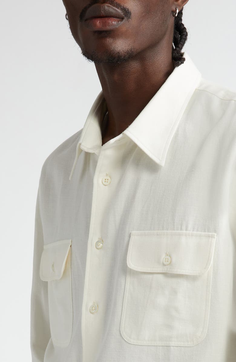 De Bonne Facture Artist Cotton & Hemp Button-Up Shirt, Alternate, color, White