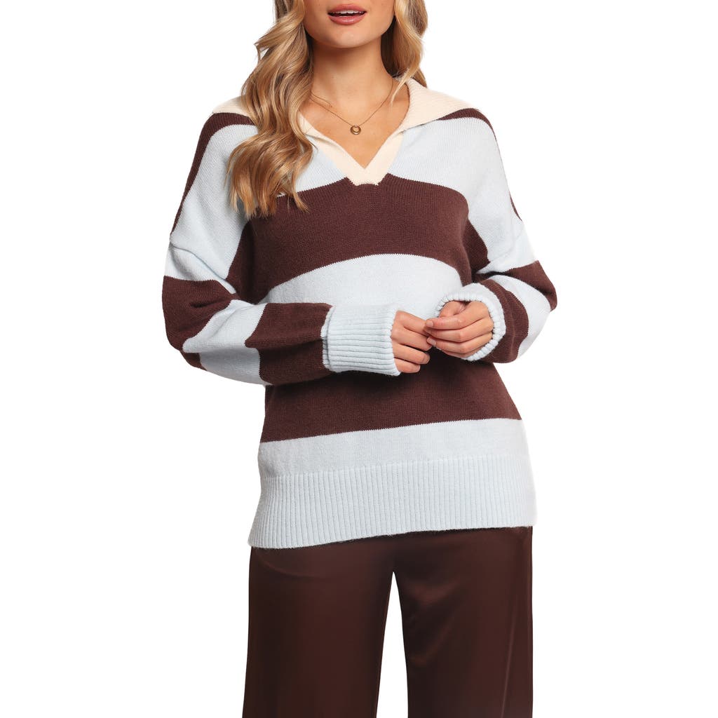Petal And Pup Petal & Pup Mikaela Rugby Stripe Sweater In Burgundy