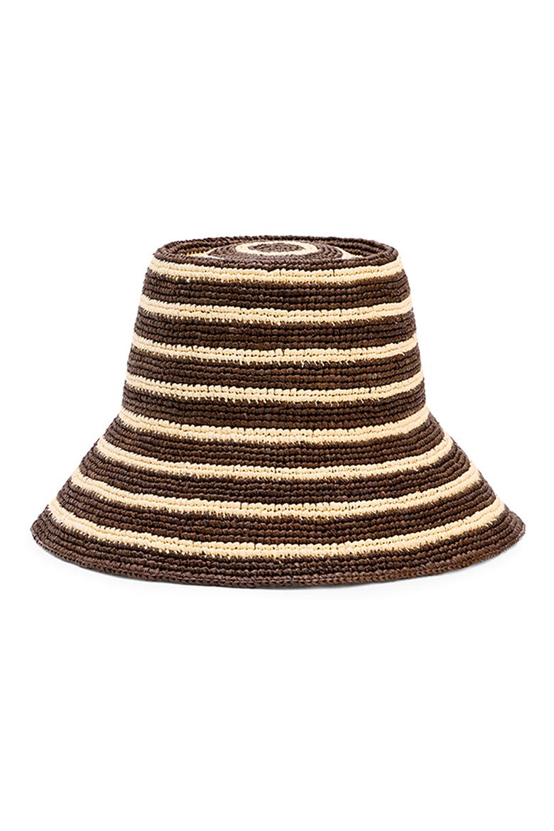 Felix Crochet Raffia Bucket Hat, Main, color, WALNUT STRIPE