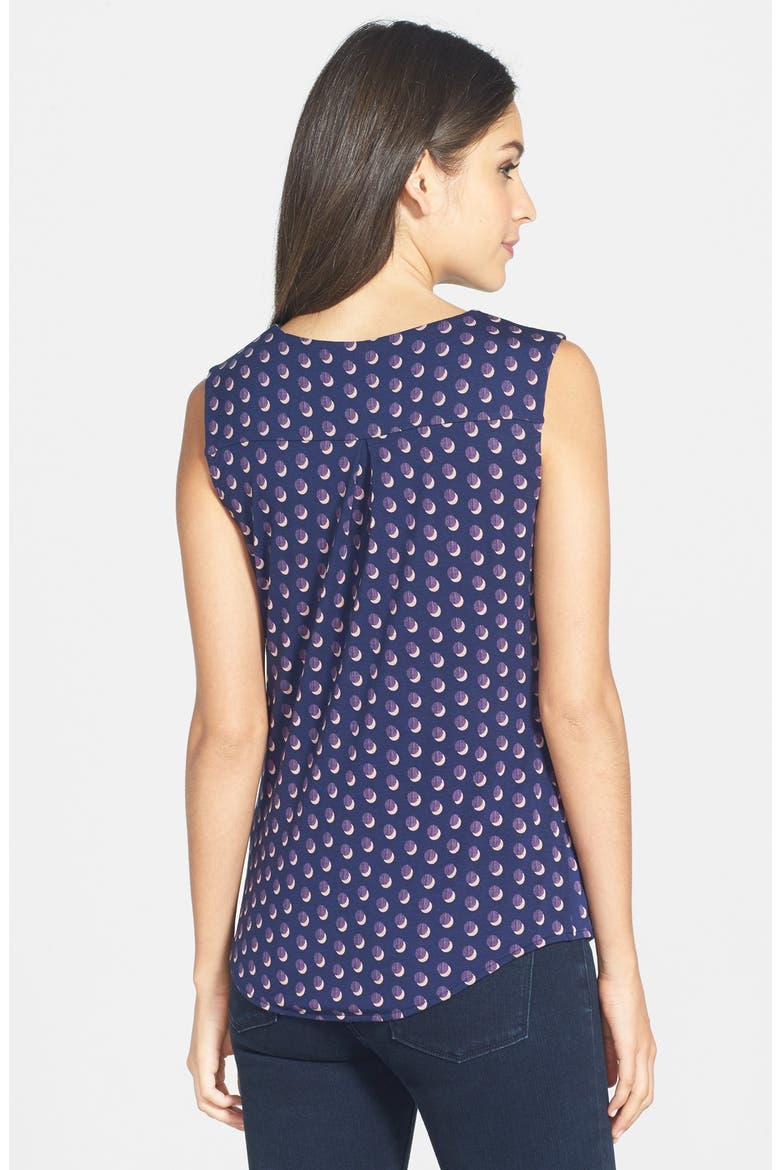 Drape Neck Sleeveless Tee, Alternate, color, NAVY- PINK GRID DOT