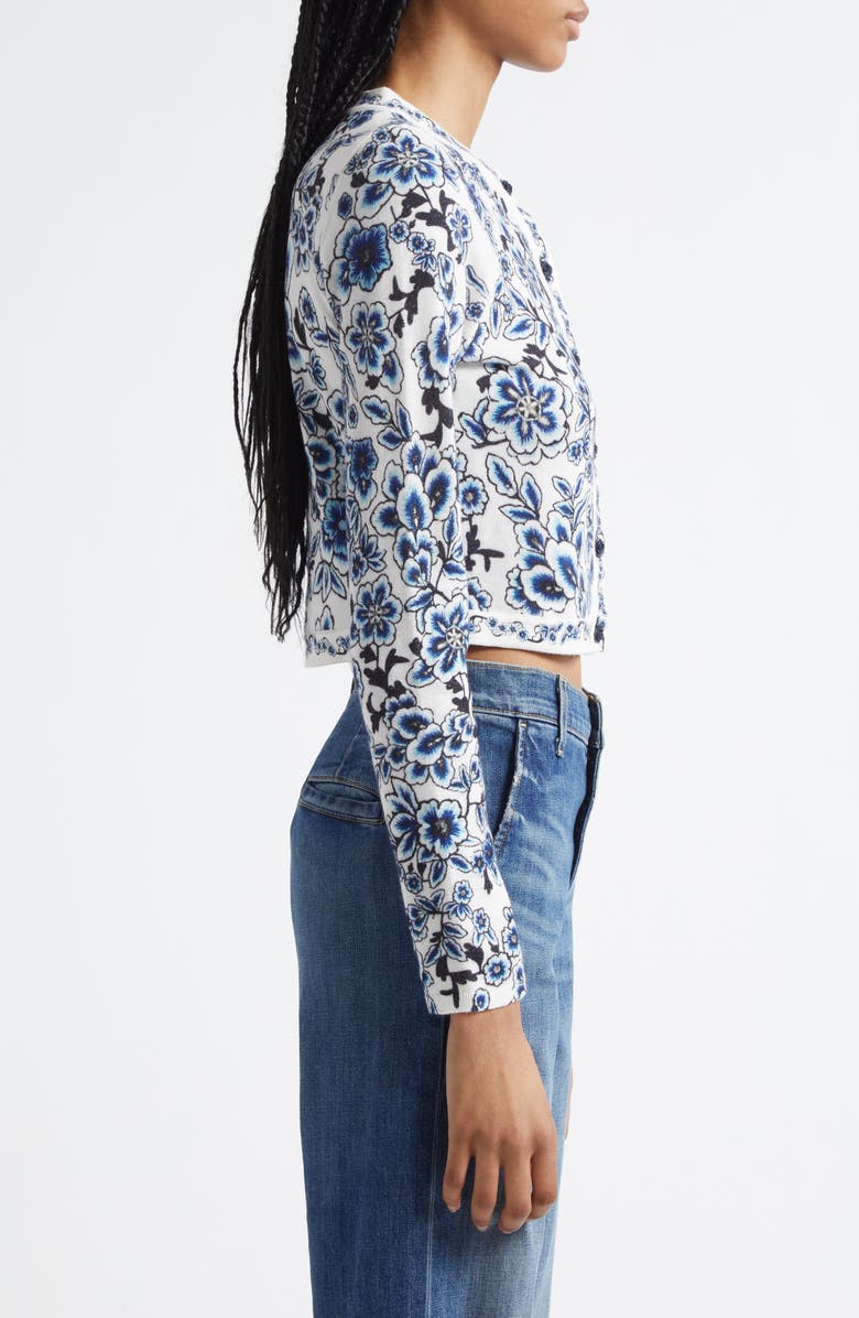 Alice + Olivia Carson Floral Cotton Blend Cardigan, Alternate, color, 