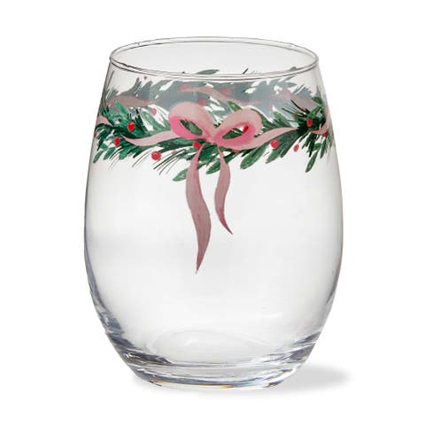 Very Merry Stemless Wine Glass Multicolor Christmas Drinkware