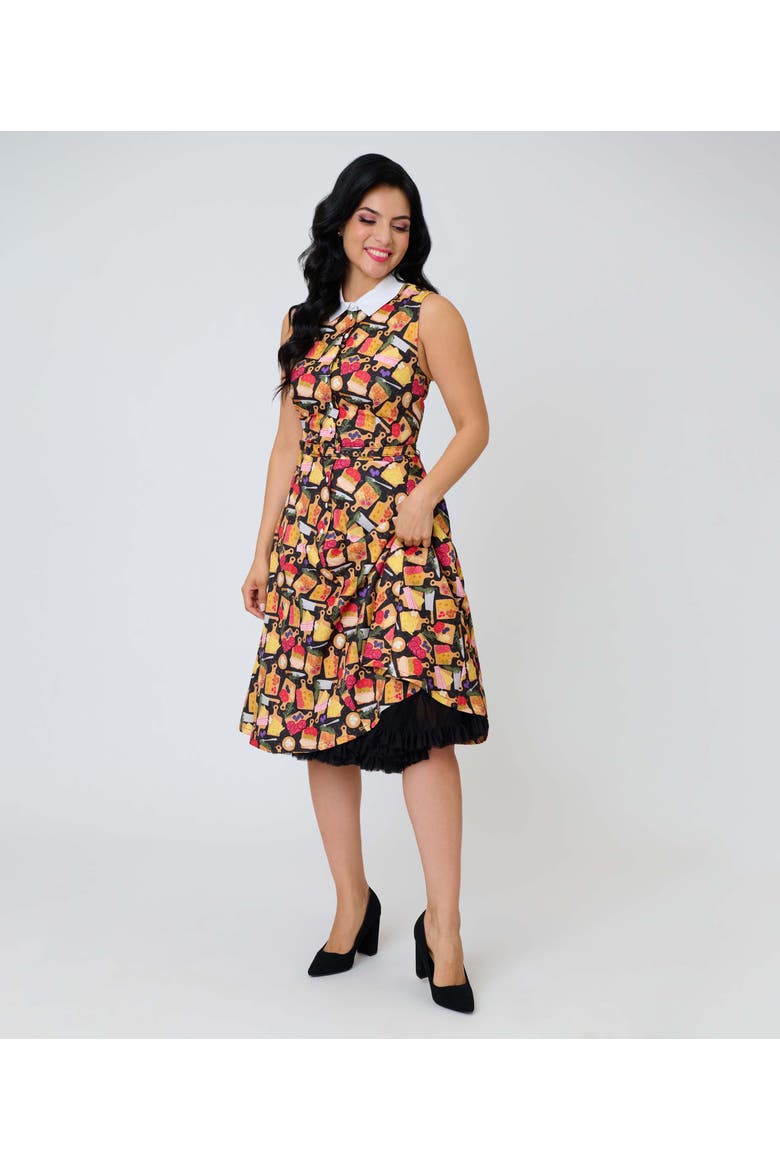 Sleeveless Darlene Dress, Main, color, Black Charcuterie Print