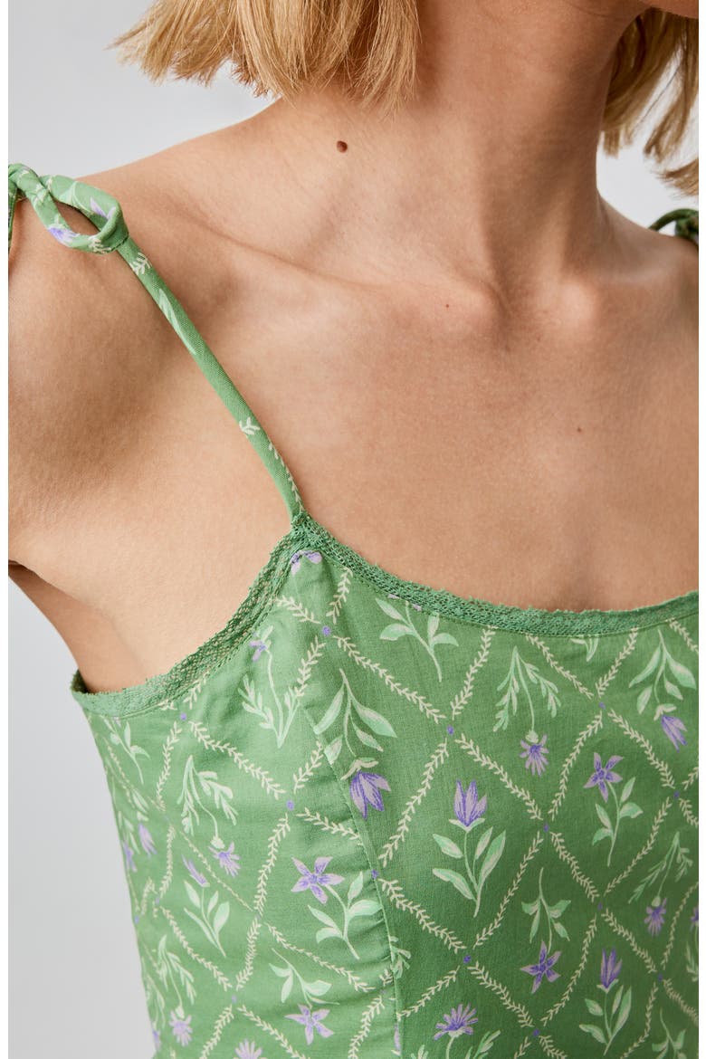Lace Trim Tie Strap Minidress, Alternate, color, PALM BEACH FLORAL