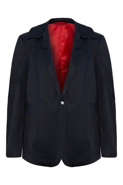 Linen & Cotton Blend Shiny Woven Men Blazer Jacket