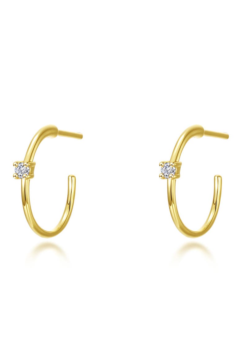 Simulated Diamond 3/4 Hoop Earrings, Main, color, GOLD/ DIAMOND