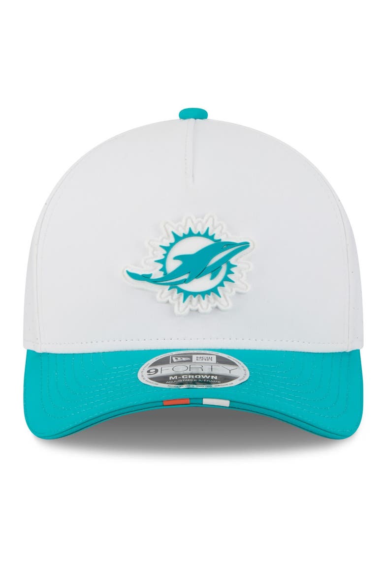New Era Men's New Era White/Aqua Miami Dolphins 2025 NFL Training Camp A-Frame 9FORTY Adjustable Hat, Alternate, color, White