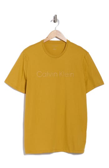 Calvin Klein Standard Logo Cotton Crewneck T-shirt In Yellow