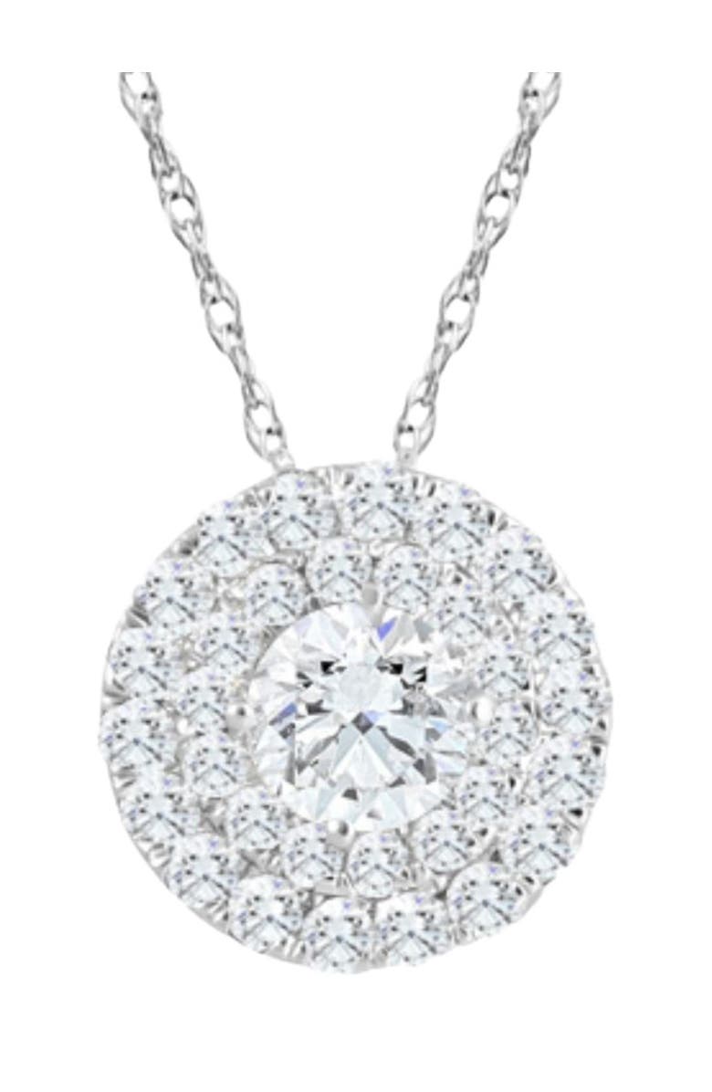 Bliss Diamond 2 1/5Ct TW Diamond (1ct center) Round Halo Pendant Gold Necklace Lab Grown, Main, color, 