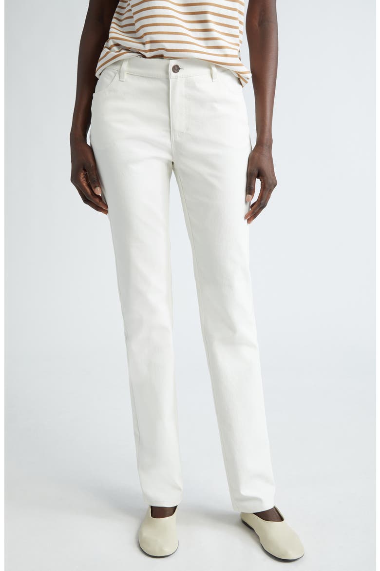 Thompson Waxed Denim Slim Leg Jeans, Main, color, WHITE
