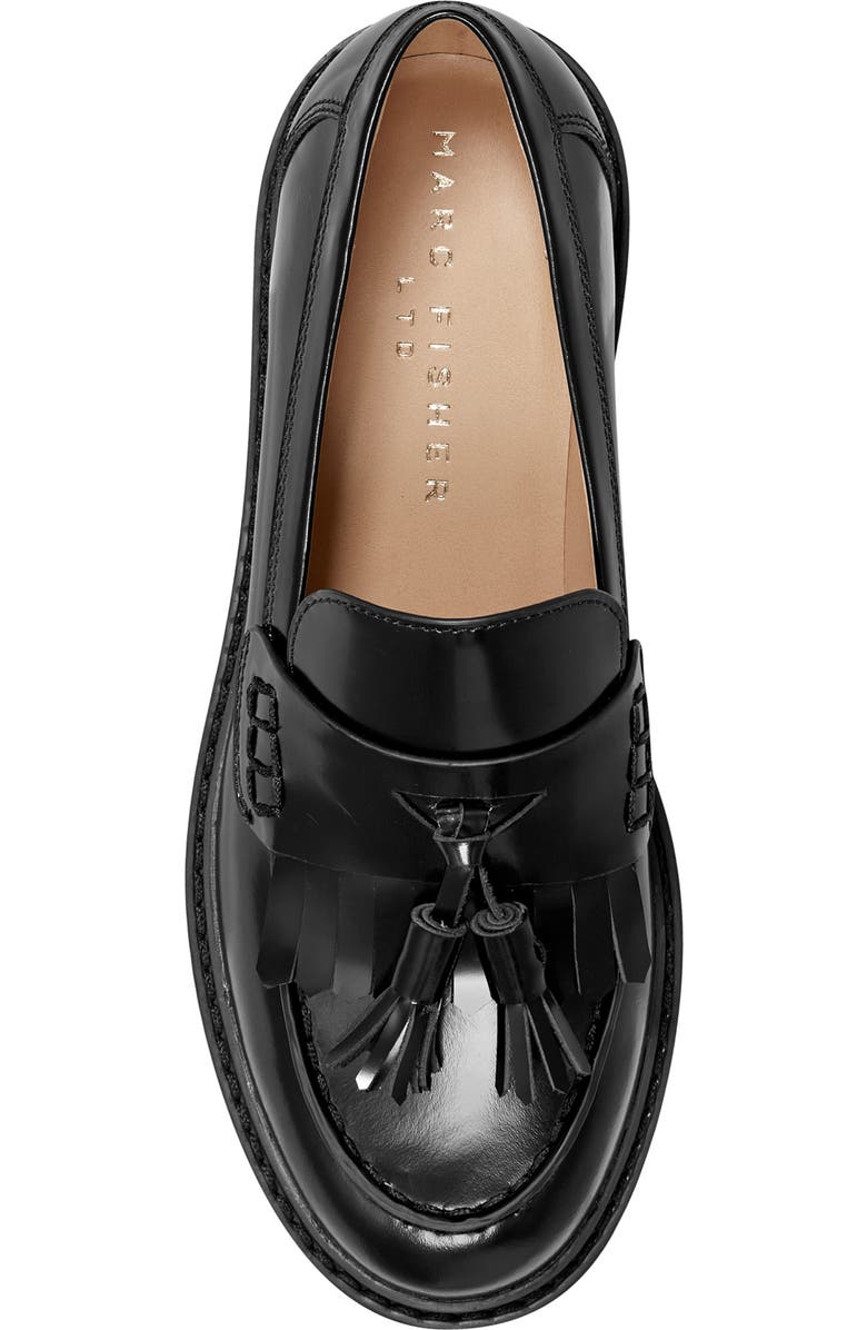 Marc Fisher LTD Ozzie Kiltie Lug Loafer, Alternate, color, Black