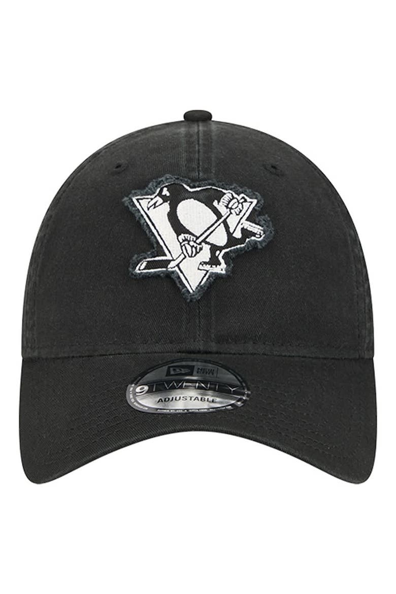 Men's New Era  Black Pittsburgh Penguins Stamp Fabric Applique 9TWENTY Adjustable Hat, Alternate, color, Black